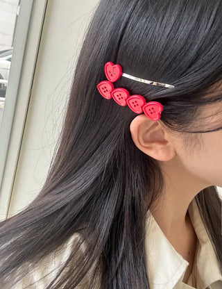 Heart Button Bobby Pin Metal Claw Clip Hair Pin