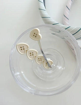 Heart Button Bobby Pin Metal Claw Clip Hair Pin