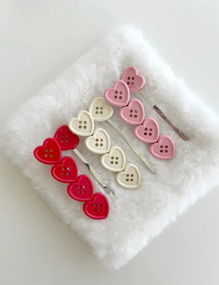Heart Button Bobby Pin Metal Claw Clip Hair Pin