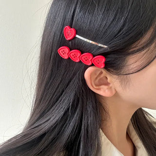 Heart Button Bobby Pin Metal Claw Clip Hair Pin