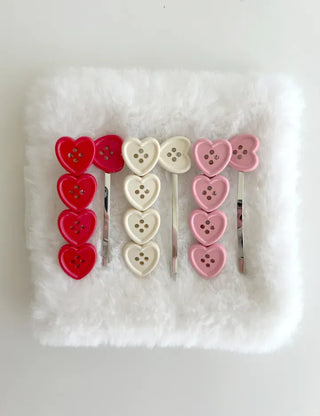 Heart Button Bobby Pin Metal Claw Clip Hair Pin
