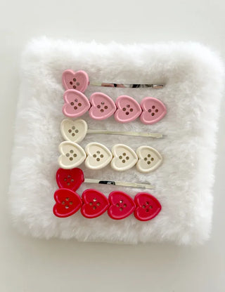 Heart Button Bobby Pin Metal Claw Clip Hair Pin