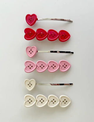 Heart Button Bobby Pin Metal Claw Clip Hair Pin