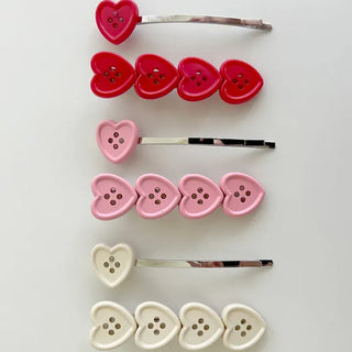 Heart Button Bobby Pin Metal Claw Clip Hair Pin