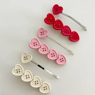 Heart Button Bobby Pin Metal Claw Clip Hair Pin