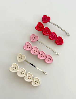 Heart Button Bobby Pin Metal Claw Clip Hair Pin