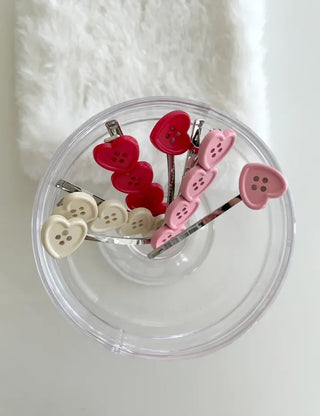 Heart Button Bobby Pin Metal Claw Clip Hair Pin