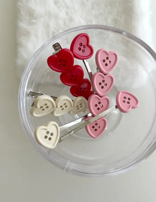 Heart Button Bobby Pin Metal Claw Clip Hair Pin