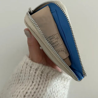 Padded fabric zipper mini pouch card wallet