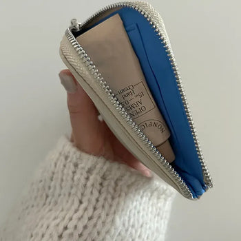 Padded fabric zipper mini pouch card wallet