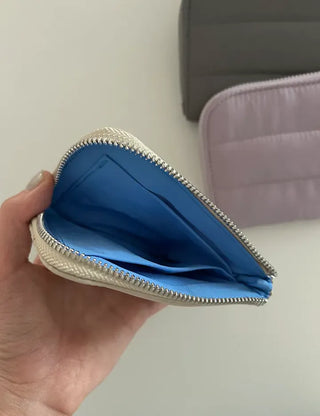Padded fabric zipper mini pouch card wallet