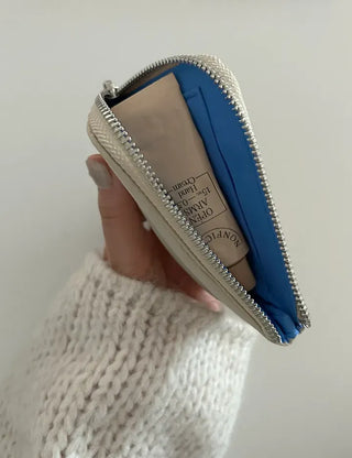 Padded fabric zipper mini pouch card wallet