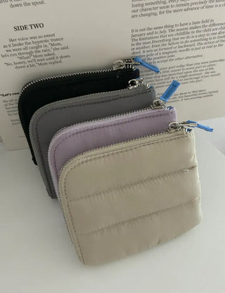 Padded fabric zipper mini pouch card wallet