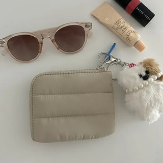 Padded fabric zipper mini pouch card wallet