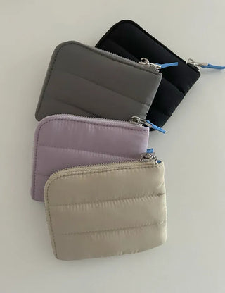 Padded fabric zipper mini pouch card wallet