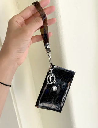fold transparent card wallet PVC strap set keyring pouch
