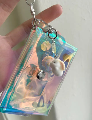 fold transparent card wallet PVC strap set keyring pouch