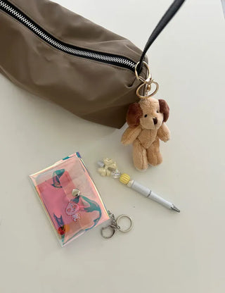 fold transparent card wallet PVC strap set keyring pouch