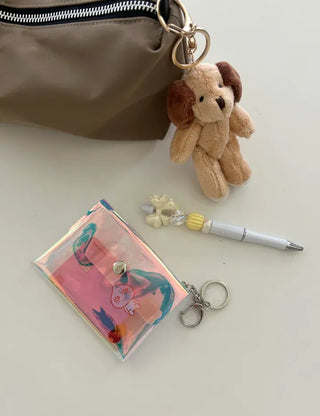 fold transparent card wallet PVC strap set keyring pouch