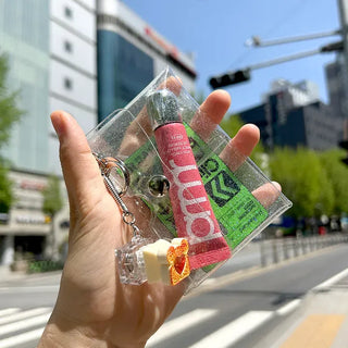 fold transparent card wallet PVC strap set keyring pouch