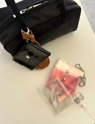 fold transparent card wallet PVC strap set keyring pouch