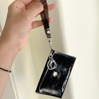 fold transparent card wallet PVC strap set keyring pouch