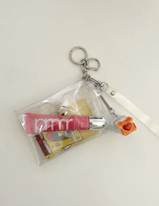 fold transparent card wallet PVC strap set keyring pouch