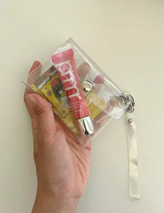 fold transparent card wallet PVC strap set keyring pouch