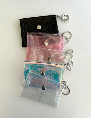 fold transparent card wallet PVC strap set keyring pouch
