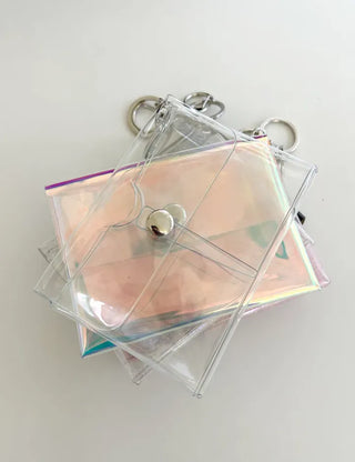 fold transparent card wallet PVC strap set keyring pouch