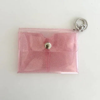 fold transparent card wallet PVC strap set keyring pouch