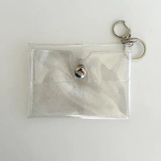 fold transparent card wallet PVC strap set keyring pouch