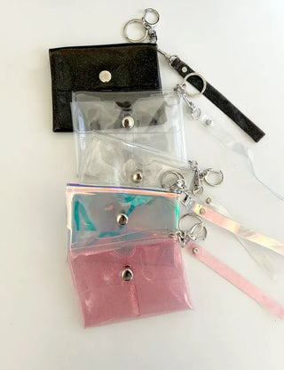 fold transparent card wallet PVC strap set keyring pouch