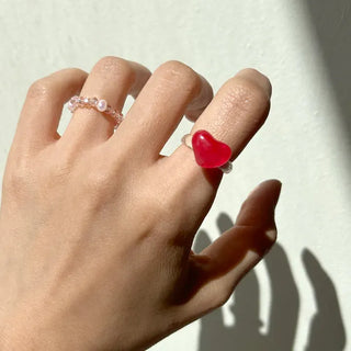 Heart Ring Balloon Transparent Acrylic Beach Look