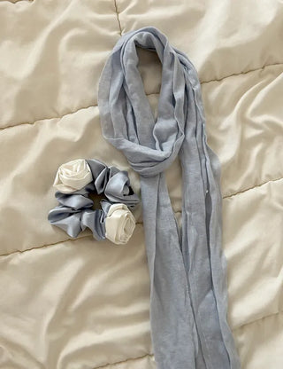 Rose Satin Hair Tie Scrunchie Band