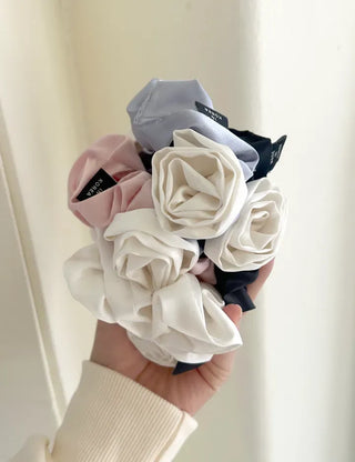 Rose Satin Hair Tie Scrunchie Band
