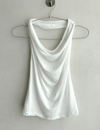 Drape Halterneck Sleeveless T-shirt Short Sleeve Set