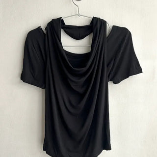 Drape Halterneck Sleeveless T-shirt Short Sleeve Set