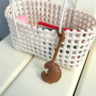 Croissant bag charm leather keyring