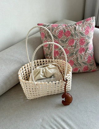 Croissant bag charm leather keyring