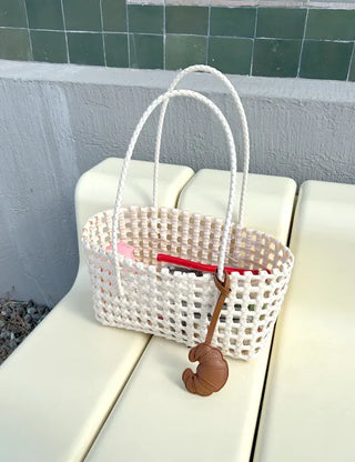 Croissant bag charm leather keyring