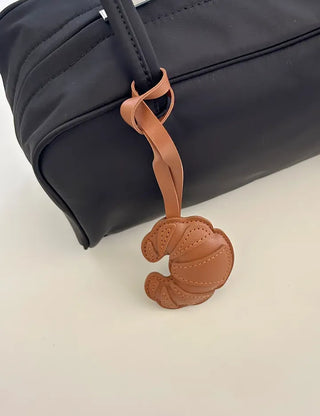 Croissant bag charm leather keyring