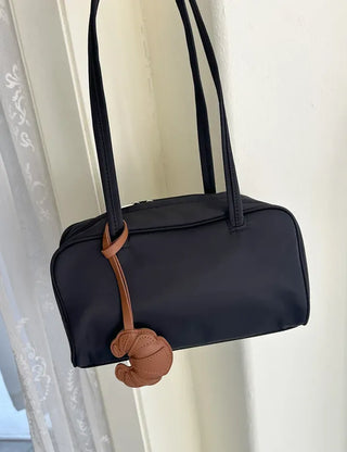 Croissant bag charm leather keyring