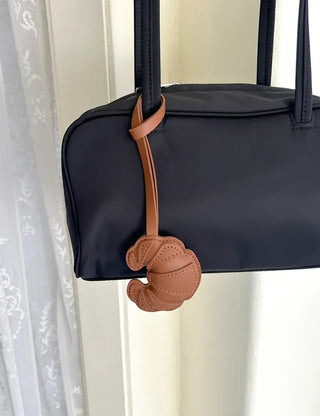 Croissant bag charm leather keyring