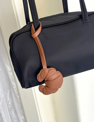 Croissant bag charm leather keyring