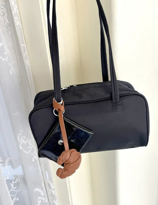 Croissant bag charm leather keyring