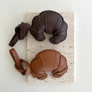 Croissant bag charm leather keyring