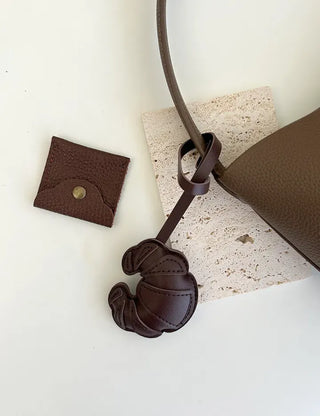 Croissant bag charm leather keyring
