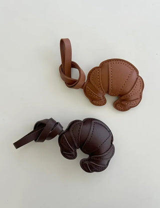 Croissant bag charm leather keyring