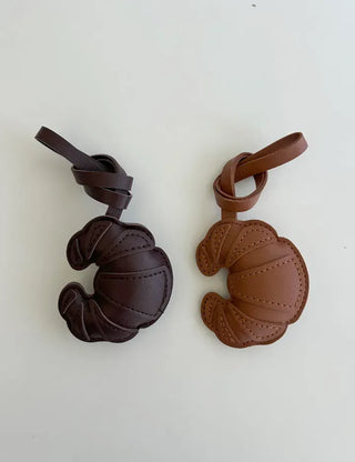 Croissant bag charm leather keyring